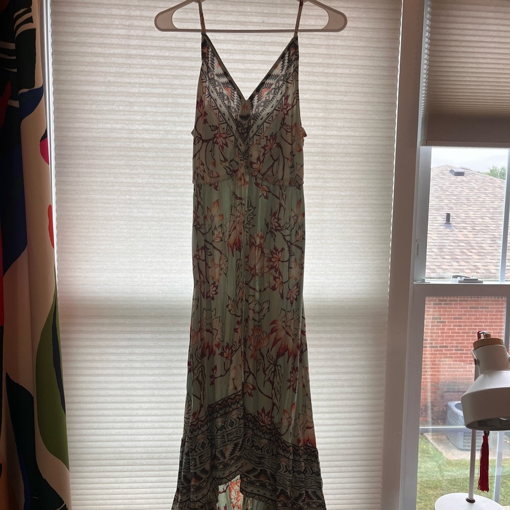 Angie Floral High Low Dress - Mint and Black